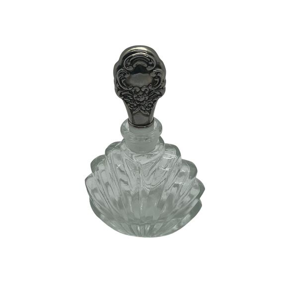 Vintage Silver Tone Carved Vanity Set Mirror Brush Perfume - Picture 14 of 16